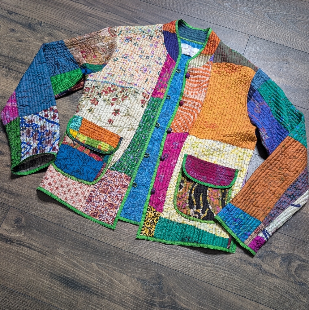 Sacred Threads Multicolor Patchwork Blazer - image 1